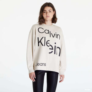 CALVIN KLEIN JEANS Oversized Recycled Logo Sweatshirt Cream