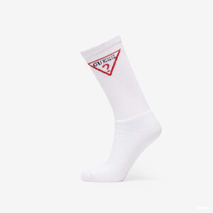 GUESS Triangle Logo Crew Socks White