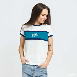 GUESS W Front Logo Tee White/ Turquoise/ Navy
