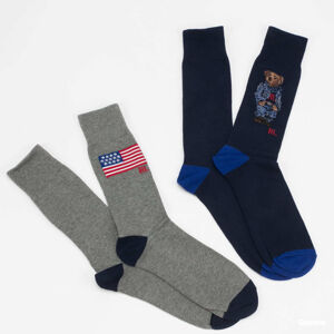 Polo Ralph Lauren Bear Crew Socks 2-Pack Navy/ Melange Grey