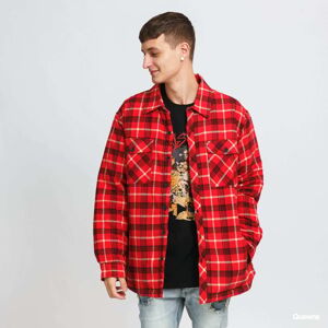 Urban Classics Plaid Quilted Shirt Jacket Red