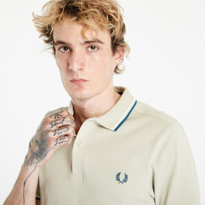 FRED PERRY Twin Tipped Fred Perry Shirt Light Oyster/ Snow White/ Petrol Blue