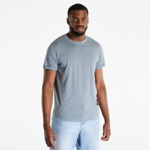 CALVIN KLEIN JEANS Badge Turn Up Sleeve S/S Knit Top Grey