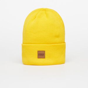 Urban Classics Synthetic Leatherpatch Long Beanie Chrome Yellow
