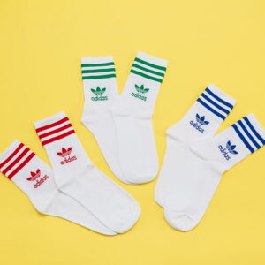 Ponožky adidas Originals Mid Cut Crew Sock biele / zelené / modré / červené