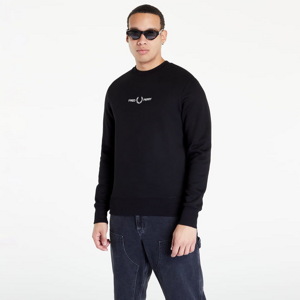Mikina FRED PERRY Embroidered Sweatshirt Black/ DK White