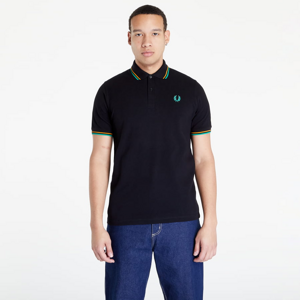 Polo tričko FRED PERRY Twin Tipped Polo Shirt Black / Nottingham Gold / Forest Green