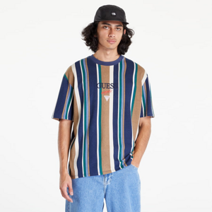 Tričko s krátkym rukávom GUESS Bryson Vertical Stripe Tee Modré/ Hnědé/ Zelené