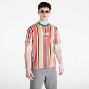 Tričko s krátkym rukávom GUESS Bryson Vertical Stripe Tee Zelené/ Červené/ Béžové