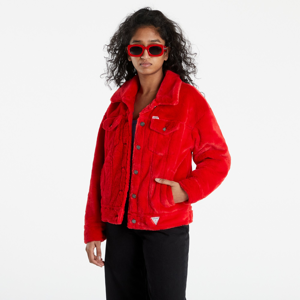 Bunda GUESS Faux Fur Jacket červená