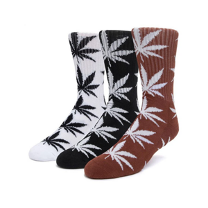 Ponožky HUF Essentials Plantlife Socks 3 Pack Biele/Čierne/ Hnedé