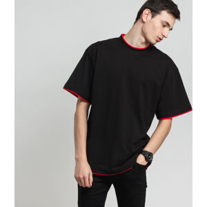 Tričko s krátkym rukávom Urban Classics Contrast Tall Tee čierne / červené