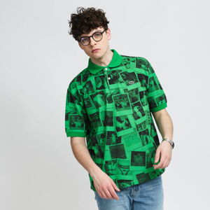 Polo tričko LACOSTE Lacoste LIVE x Polaroid Loose Fit Print Polo Shirt zelené / čierne