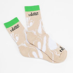 Ponožky LOVE THEM Socks Oil Patern béžové / biele