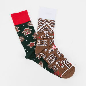 Ponožky Many Mornings The Gingerbread Man Socks tmavozelené / hnedé / červené / biele