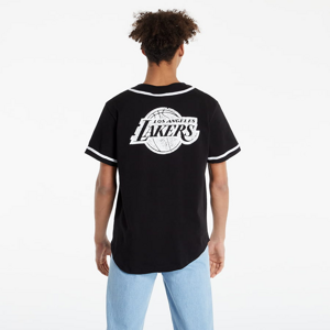 Tričko s krátkym rukávom New Era Los Angeles Lakers Distressed Logo Button Up Tee Black