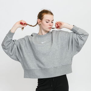 Dámska mikina Nike Women's Oversized Fleece Crew Sweatshirt Dk Grey Heather/ Base Grey/ White