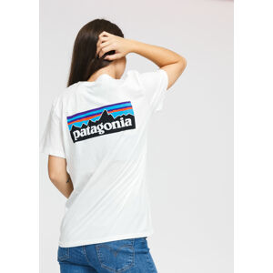 Dámske tričko Patagonia W's P-6 Logo Organic Crew Tee biele