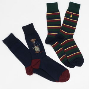 Ponožky Polo Ralph Lauren 2Pack Bear Crew Socks navy / tmavozelené / vínové