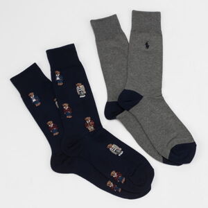 Ponožky Polo Ralph Lauren 2Pack Bear Quad Crew navy / melange tmavošedé