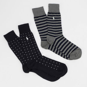 Ponožky Polo Ralph Lauren 2Pack Dot Stripe Crew navy / melange tmavošedé