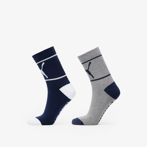 Ponožky Puma 2 Pairs Short Crew Socks Middle Grey Melange/ Blue