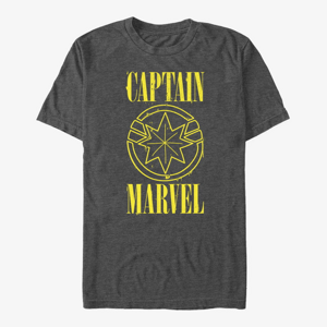 Queens Captain Marvel: Movie - Yellow Marvel Unisex T-Shirt Dark Heather Grey