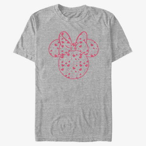 Queens Disney Classic Mickey - Minnie Hearts Fill Unisex T-Shirt Heather Grey