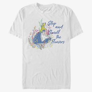 Queens Disney Classics Alice In Wonderland - Smell the Flowers Unisex T-Shirt White