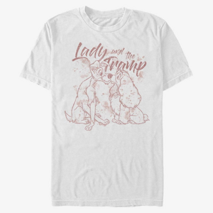 Queens Disney Classics Lady & The Tramp - Lady Tramp Lineart Unisex T-Shirt White
