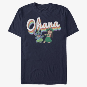 Queens Disney Classics Lilo & Stitch - Rainbow Ohana Unisex T-Shirt Navy Blue