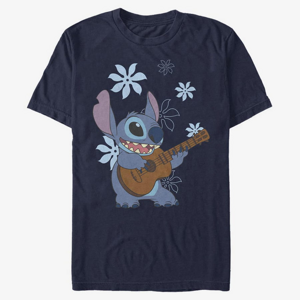 Queens Disney Classics Lilo & Stitch - Stitch Flowers Unisex T-Shirt Navy Blue