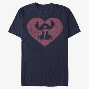 Queens Disney Classics Lilo & Stitch - Stitch Heart Unisex T-Shirt Navy Blue