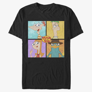Queens Disney Classics Phineas And Ferb - 4 CHARACTER BOXUP Unisex T-Shirt Black