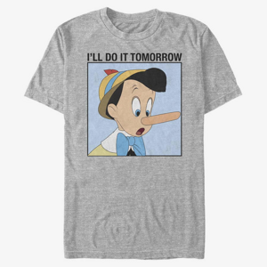 Queens Disney Classics Pinocchio - Do It Tomorrow Unisex T-Shirt Heather Grey
