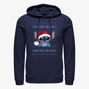 Queens Disney Lilo & Stitch - Holiday Stitch Wearing Santa Hat Unisex Hoodie Navy Blue