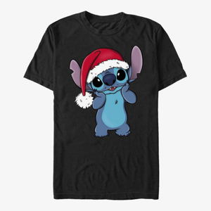 Queens Disney Lilo & Stitch - Stitch Wearing Santa Hat Unisex T-Shirt Black