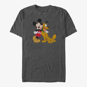 Queens Disney Mickey And Friends - Mickey and Pluto Unisex T-Shirt Dark Heather Grey