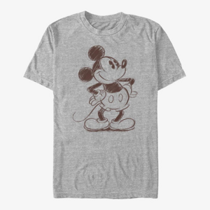 Queens Disney Mickey And Friends - Sketchy Mickey Unisex T-Shirt Heather Grey