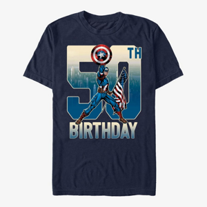 Queens Marvel Avengers Classic - Capt America 50th Bday Unisex T-Shirt Navy Blue