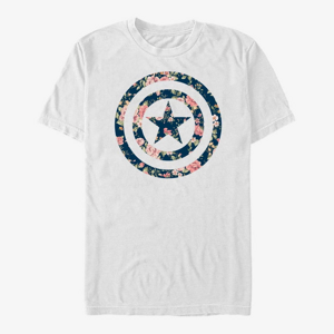 Queens Marvel Avengers Classic - Captain Floral Unisex T-Shirt White