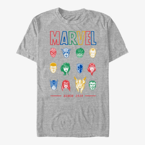 Queens Marvel Avengers Classic - Primary Faces Unisex T-Shirt Heather Grey