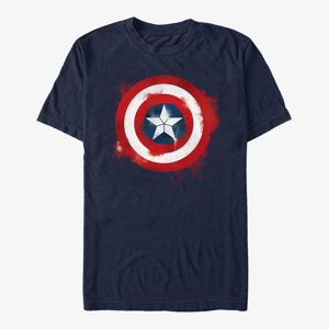 Queens Marvel Avengers: Endgame - Captain America Spray Logo Men's T-Shirt Navy Blue