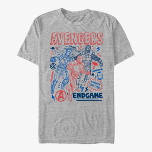 Queens Marvel Avengers: Endgame - Earths Mightiest Doodles Unisex T-Shirt Heather Grey