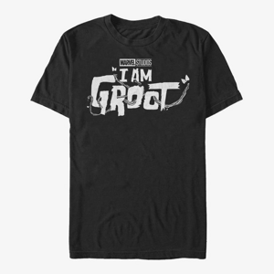Queens Marvel I Am Groot - Groot White Logo Men's T-Shirt Black