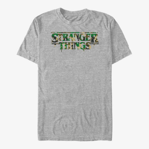 Queens Netflix Stranger Things - Camo Logo Unisex T-Shirt Heather Grey