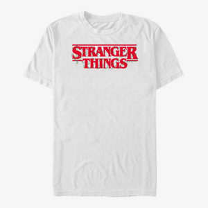 Queens Netflix Stranger Things - Christmas Lights Logo Men's T-Shirt White