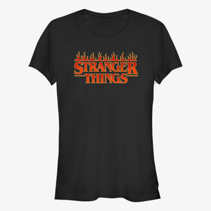 Queens Netflix Stranger Things - Fire Logo Women's T-Shirt Black