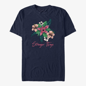 Queens Netflix Stranger Things - Floral Things Unisex T-Shirt Navy Blue