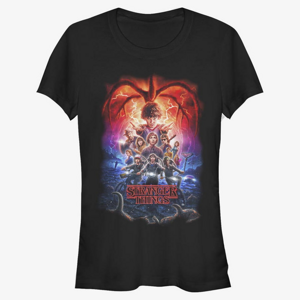 Queens Netflix Stranger Things - Group Pumpkins Poster Women's T-Shirt Black